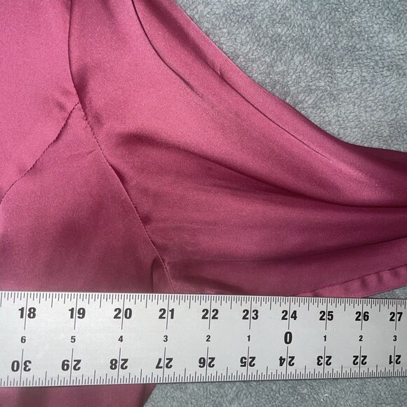 Jones New‎ York Blouse Womens 1X Pink Button Up V Neck Long Sleeve Satin Career - Picture 9 of 12